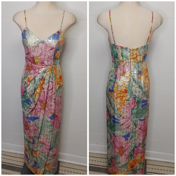 Marciano Vibrant Floral Midi Dress - Pink and Green - Picture 2 of 12